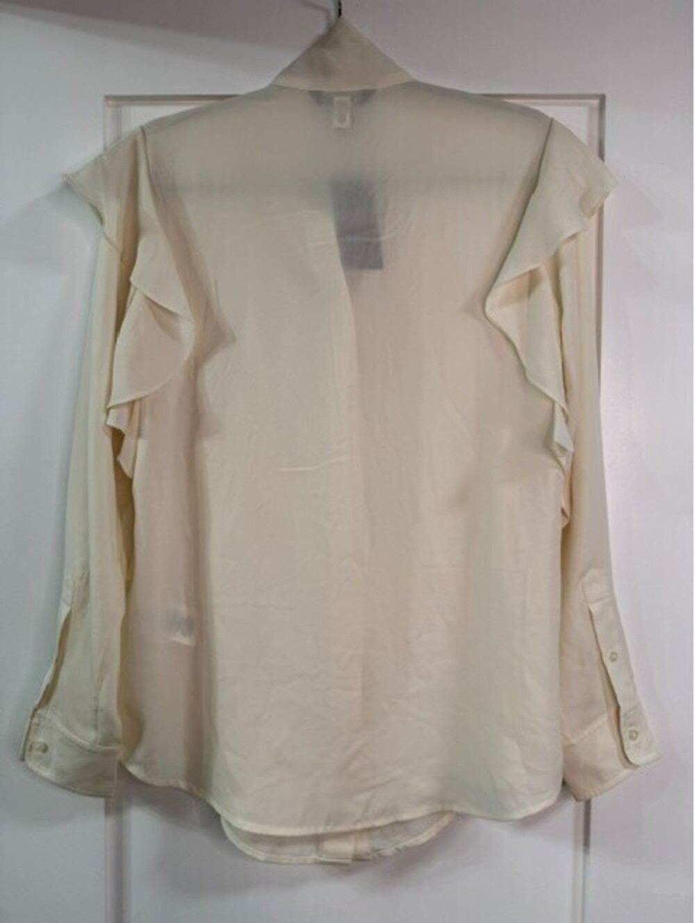 Lauren Ralph Lauren Women's M Cream Ruffle Tie Neck Button Front Blouse NWT - Picture 7 of 7